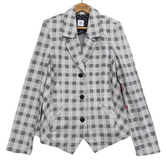Cabi Valentina Blazer Size 10 NWT 5292 Plaid Button Checked Jacket Gray Knit - Picture 3 of 10